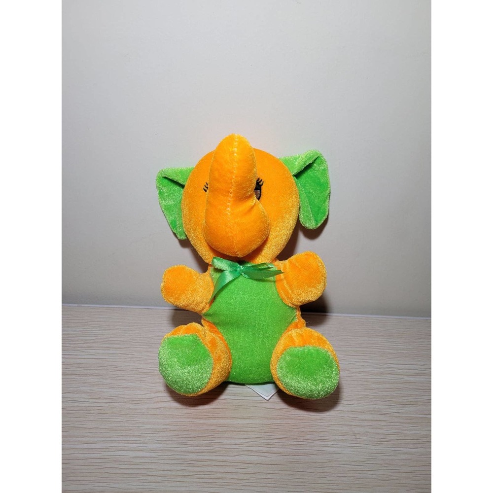 Orange & Green Elephant zoo animal Kellytoy soft plush